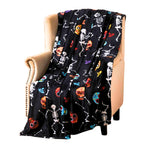 Haunted Halloween Fleece Throw Blanket: Halloween Rock N' Roll Dancing Skeleton Sugar Skulls Print on Soft Velvet Fleece Throw B