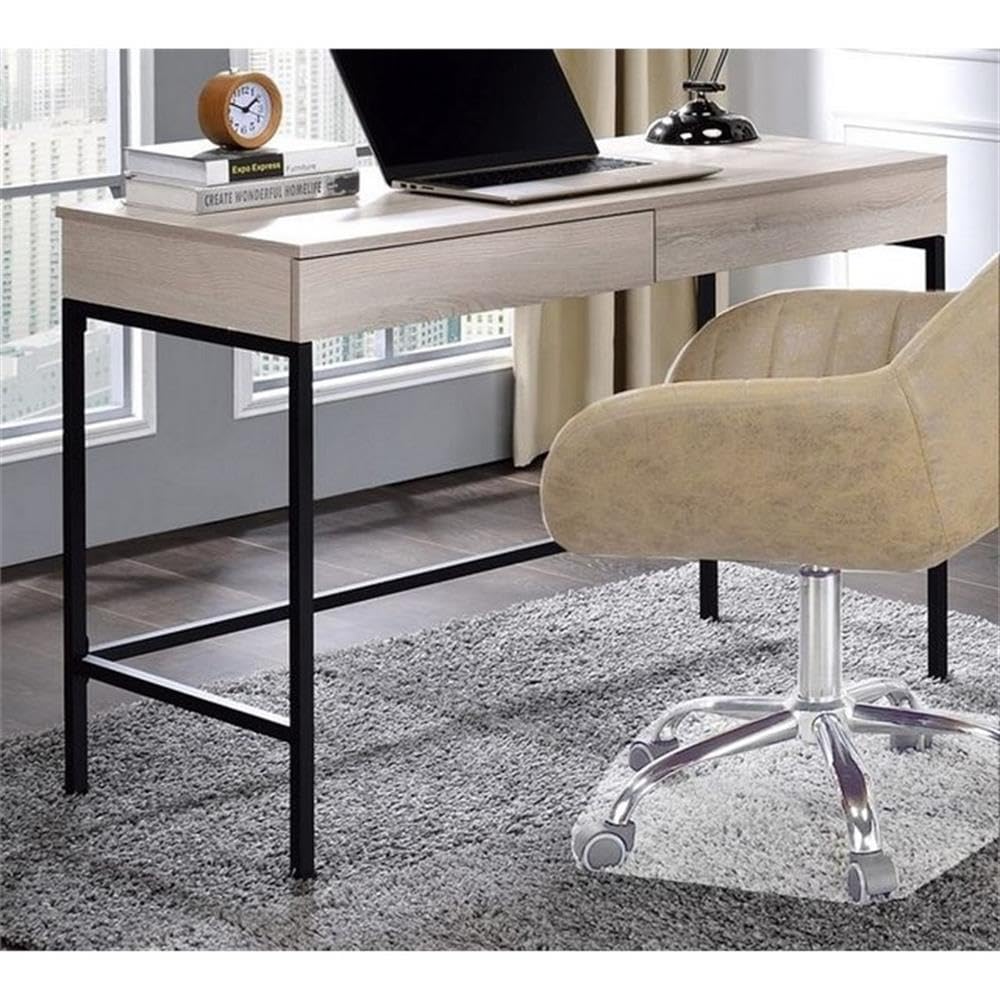 Acme Wendral Wooden Top Writing Desk with 2 Drawers in Natural and Black