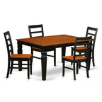 East West Furniture WEPF5-BCH-W 5 Piece Dining Table Set for 4 Includes a Rectangle Kitchen Table with Butterfly Leaf and 4 Dinette Chairs, 42x60 Inch, Black & Cherry