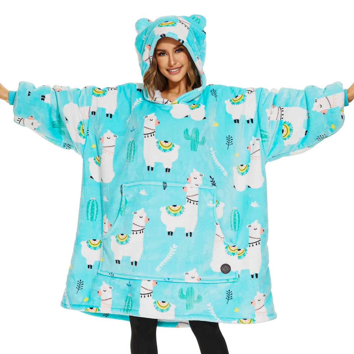 Three Poodle Wearable Blanket Hoodie, Oversized Sherpa Hooded Blanket Sweatshirt For Adults Women Men Kids, Extremely Cozy, Warm