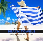 Avalon Towels Cabana Beach Towels 4 Pack (Size 30X60) Inches Oversized, 100% Ring Spun Cotton, Highly Absorbent Large Pool Towel