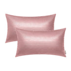 BRAWARM Rose Gold Leather Throw Pillows 12 X 20 Inches, Snake Leather Pillow Covers Pack of 2, Faux Leather Decorative Lumbar Pi