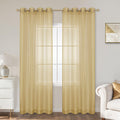Koufall Gold Curtains 84 Inch Length 2 Panels Set,Sheer Dark Bronze Grommet Window Treatments Luxury Curtains Drapes For Living Room