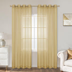 Koufall Gold Curtains 84 Inch Length 2 Panels Set,Sheer Dark Bronze Grommet Window Treatments Luxury Curtains Drapes For Living Room
