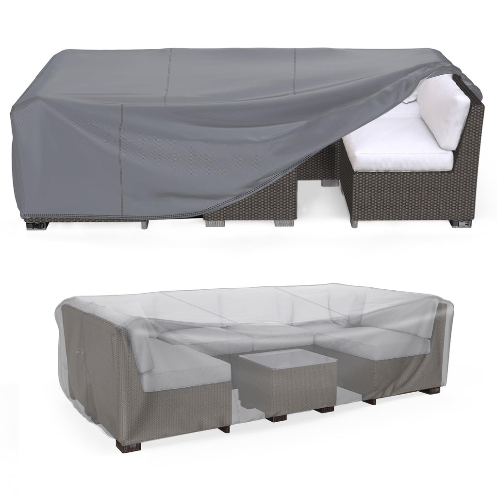 Mrrihand Heavy Duty Patio Furniture Covers, Outdoor Furniture Covers Waterproof Sectional Sofa Set , Patio Table And Chair Set Cover 118'L×57'W×28'H,Grey