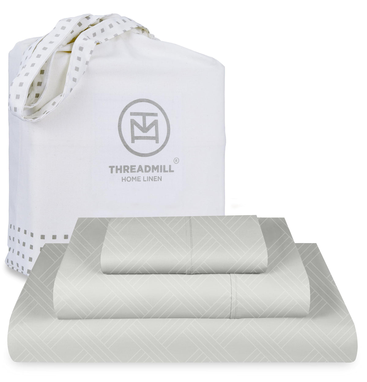 Threadmill Twin Sheets For Twin Mattress | 800 Thread Count Jacquard Celine Light Grey Sheets | 100% Cotton 3 Piece Bed Sheets |