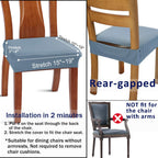 Buyue Fast Installation Dining Room Chair Covers Set Of 4, Luxury Stretch Jacquard Seat Slipcovers For Kitchen Armless Chairs, Rear Gapped- Sky Blue- 4