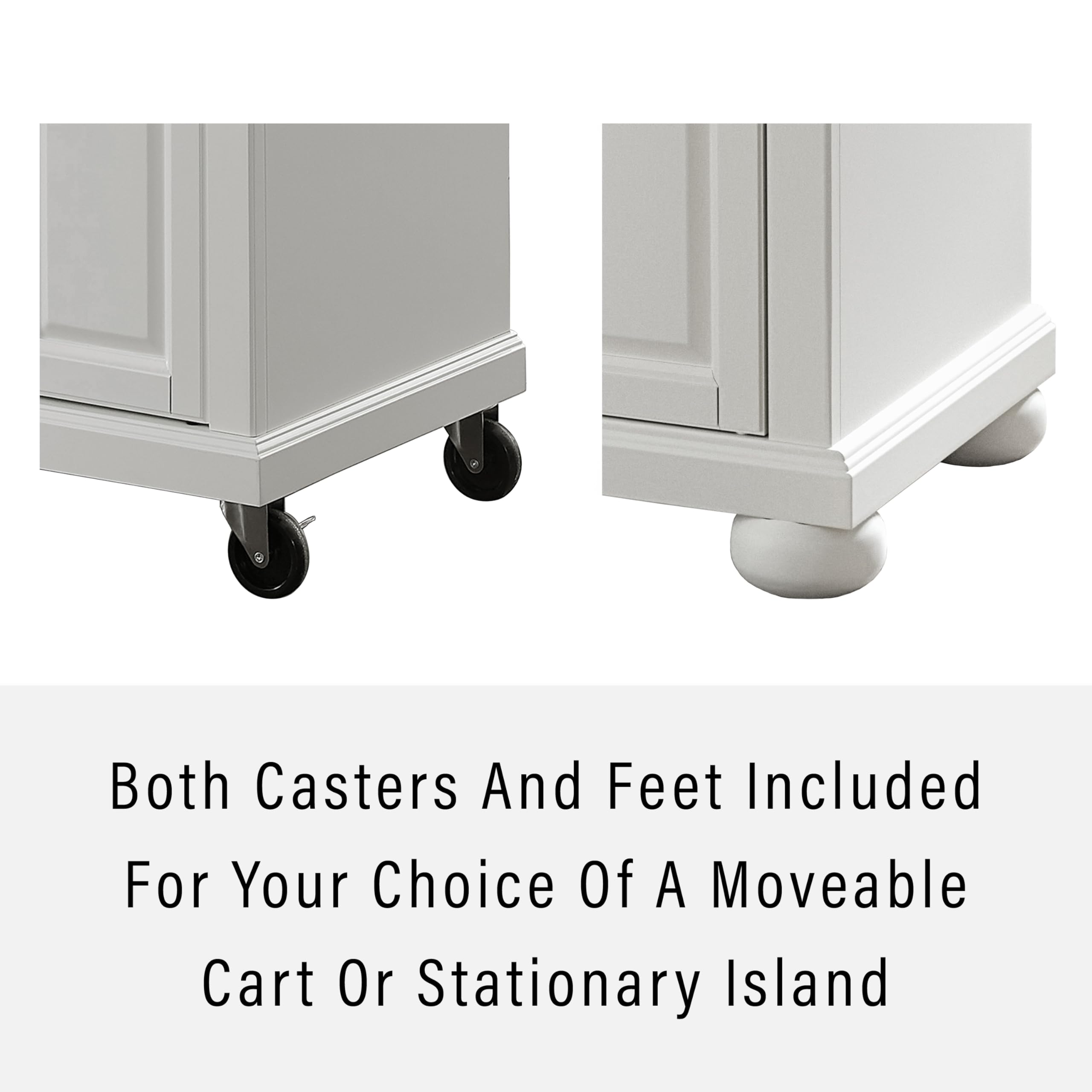 Crosley Furniture Alexandria Stainless Steel Top Small Rolling Kitchen Island Storage Cart, Microwave Stand, White