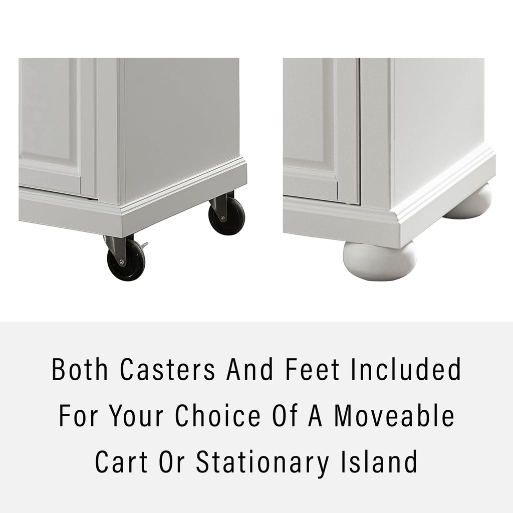 Crosley Furniture Alexandria Granite Top Rolling Kitchen Island Storage Cart, Microwave Stand, Spice Rack, White