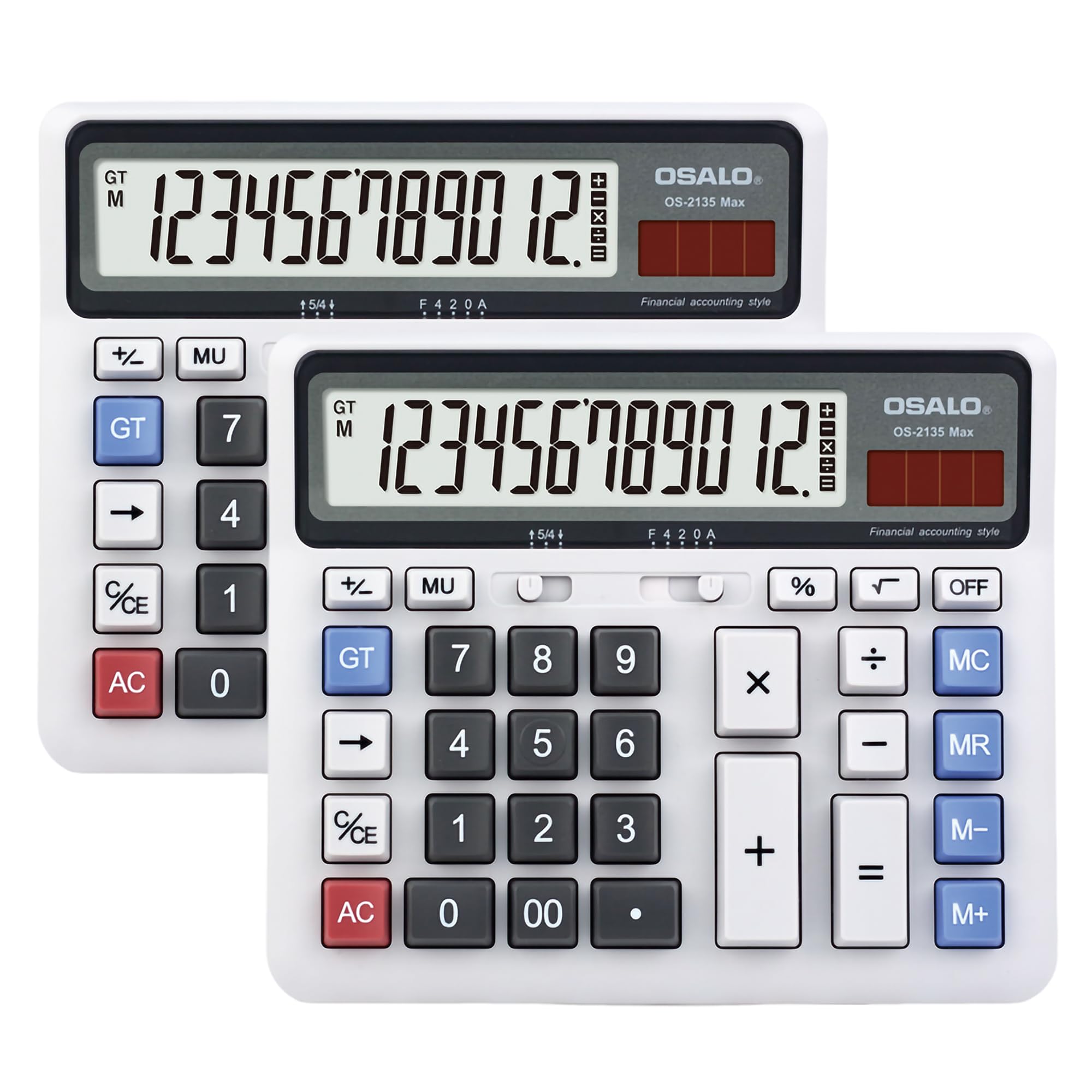 Desktop Calculator, Extra Large Lcd Display Computer Button 12 Digits Accounting Calculator (Os-2135 Pro-2Pcs)