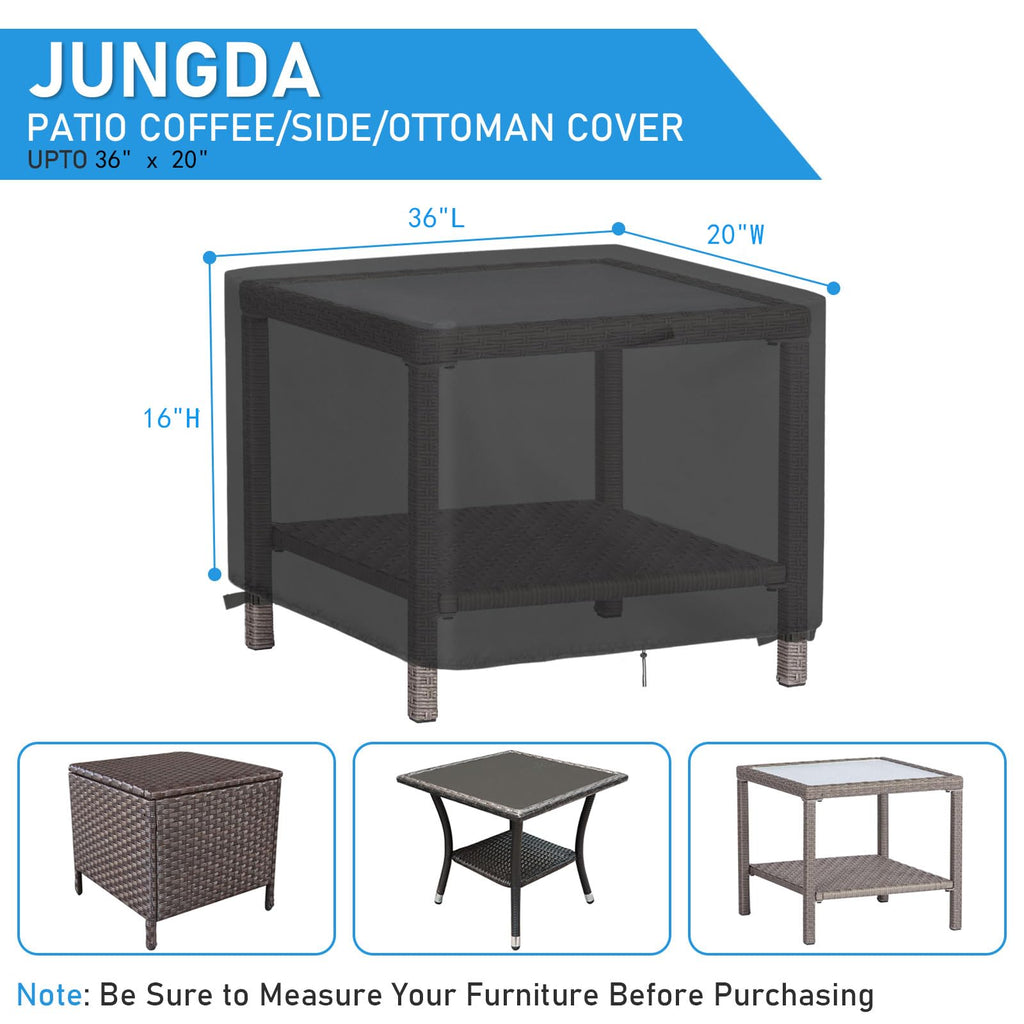 Jungda Outdoor Coffee Table Cover Rectangle,36 Inch Waterproof Patio Table Covers,Heavy Duty Small Outdoor Furniture Cover - 36 X 20 X 16 Inch