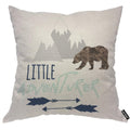 Aoyego Little Adventurer Throw Pillow Cover Bear Mountain Arrow Wild Animal Nature Forest Travel Pillow Case 18X18 Inch Decorati