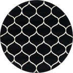 Unique Loom Trellis Frieze Collection Area Rug - Rounded (5' 1'' Round Black/Ivory)