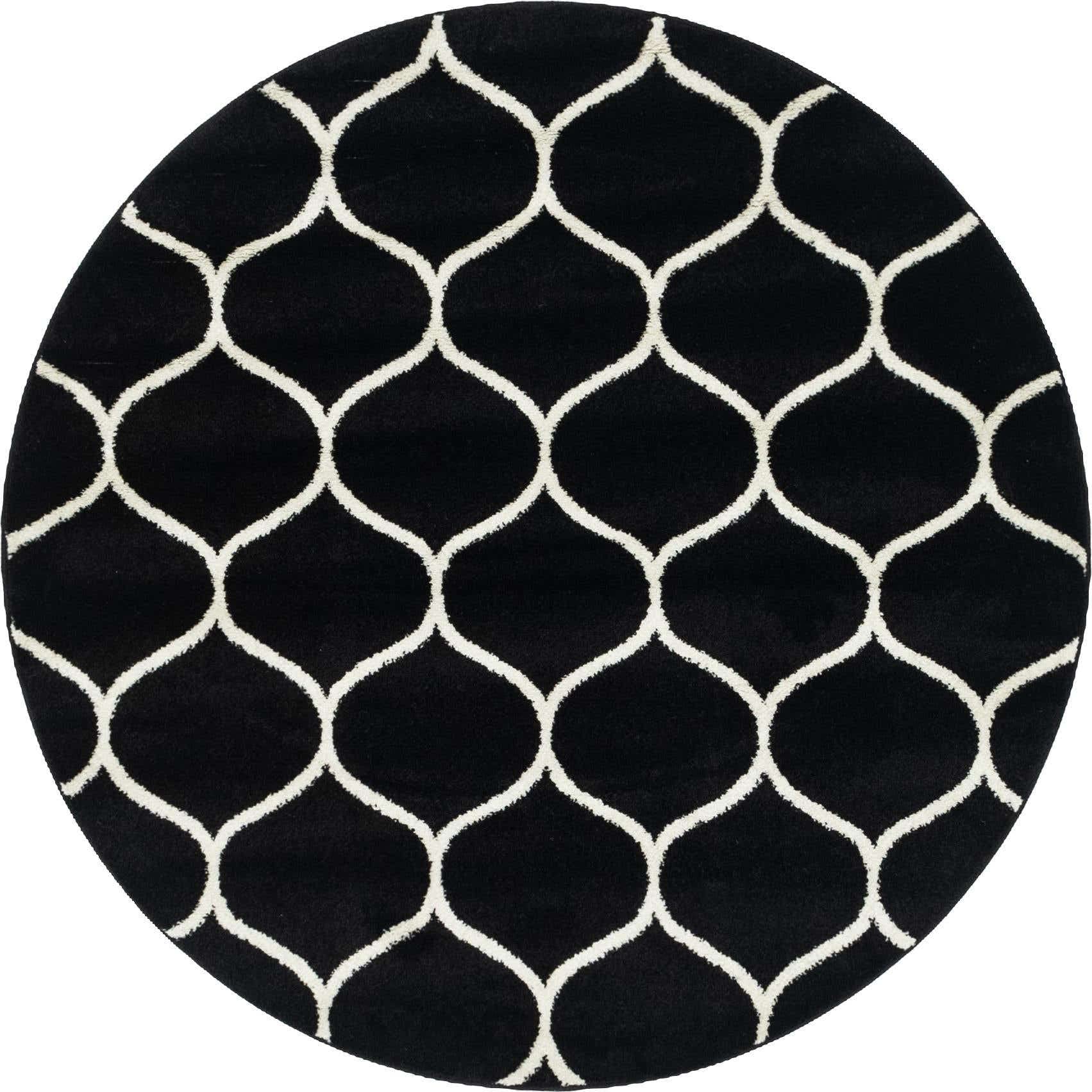 Unique Loom Trellis Frieze Collection Area Rug - Rounded (5' 1'' Round Black/Ivory)