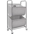 STORAGE MANIAC 80 Liters Vertical Rolling Laundry Hamper, 2 Section Laundry Sorter with Wheels and 2 Breaks, 2-tier Laundry Bask