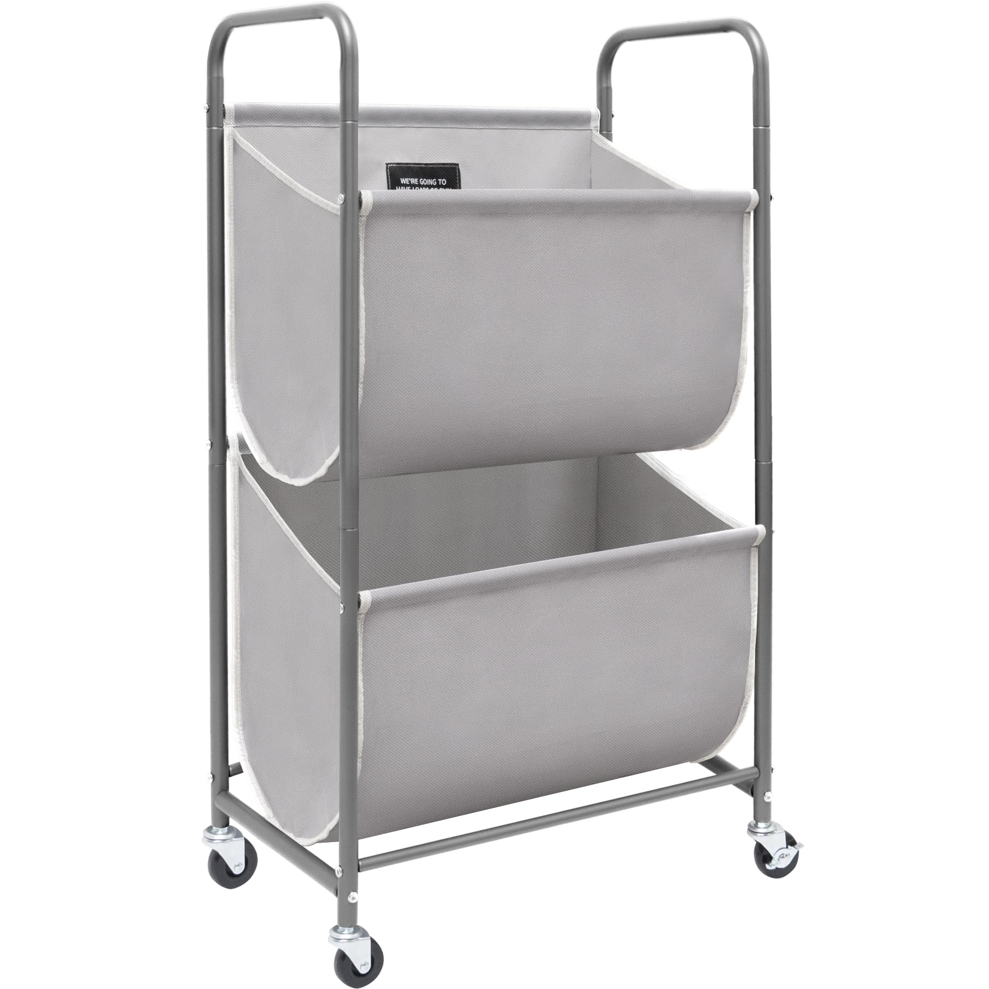 STORAGE MANIAC 80 Liters Vertical Rolling Laundry Hamper, 2 Section Laundry Sorter with Wheels and 2 Breaks, 2-tier Laundry Bask