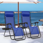 Monibloom Zero Gravity Chairs Set Of 2 Outdoor Folding Patio Lounge Chairs For Outside Reclining Lawn Chairs Recliner Beach Chairs For Adults, Blue