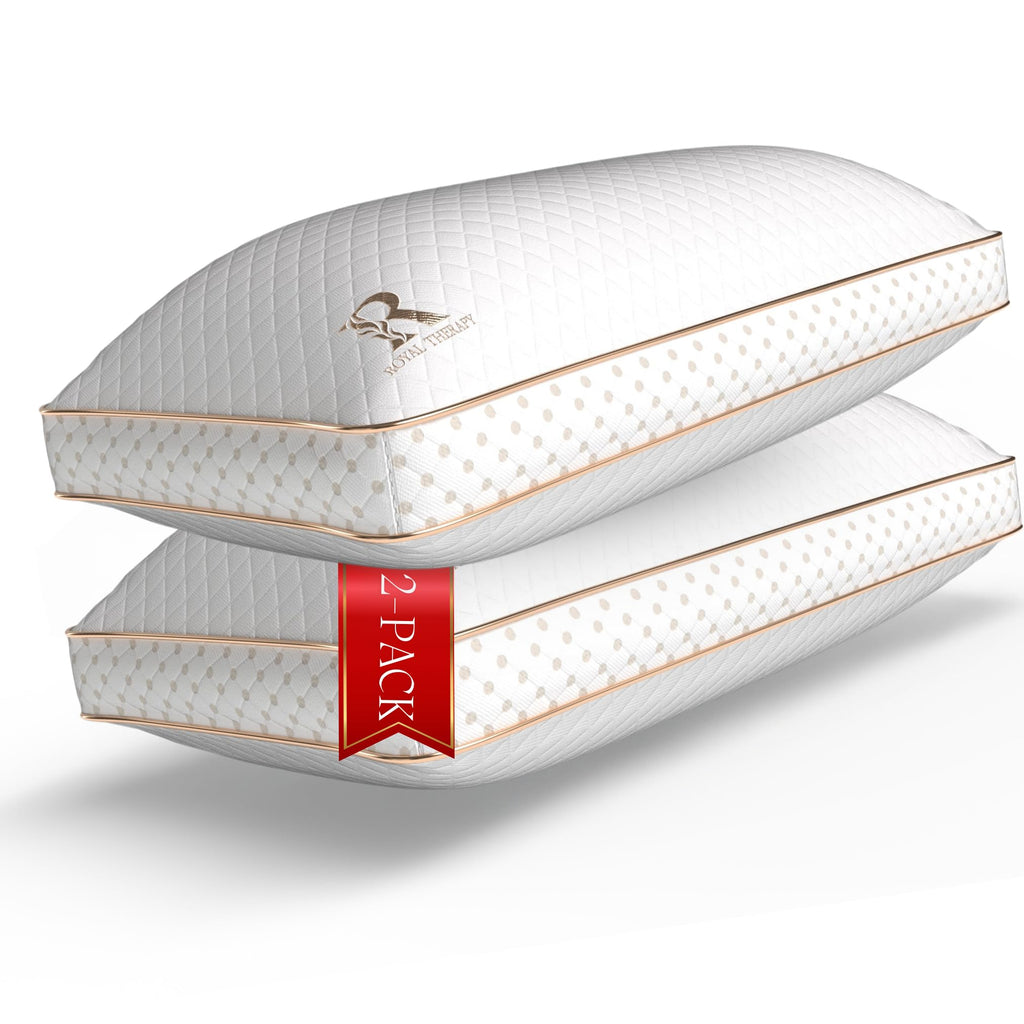 Royal Therapy 2-Pack King Memory Foam Pillow, Adjustable Shredded Odor-Free Pillow for Neck & Shoulder Pain Relief, Support for 