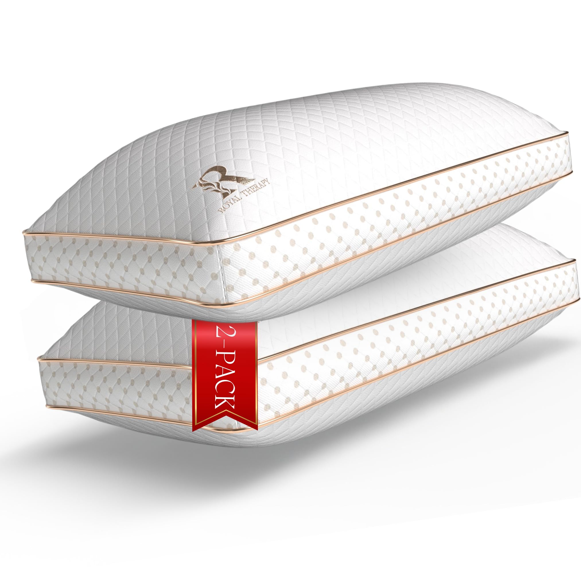 Royal Therapy 2-Pack King Memory Foam Pillow, Adjustable Shredded Odor-Free Pillow for Neck & Shoulder Pain Relief, Support for 