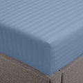 Feather & Stitch 100% Cotton 1 Piece Damask Stripe Full Fitted Sheet 500 Thread Count Blue 18 Inch Extra Deep Pocket Luxury Sateen Weave Stretchable Boxer Elastic Fits Mattress Perfectly