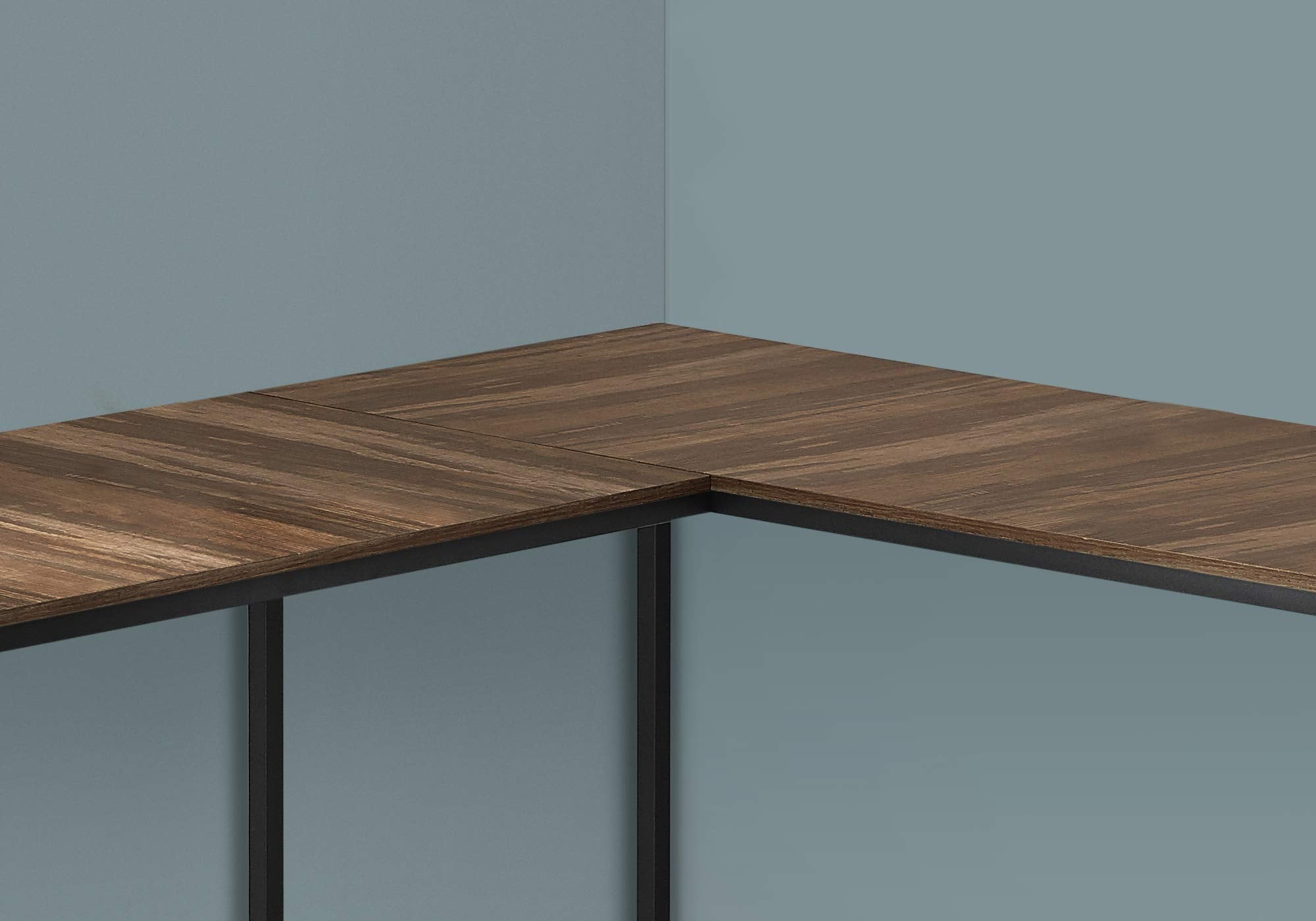 Monarch Specialties I 7391 Computer Desk, Home Office, Corner, 58&quot; L, L Shape, Work, Laptop, Metal, Laminate, Brown, Black, Contemporary, Modern