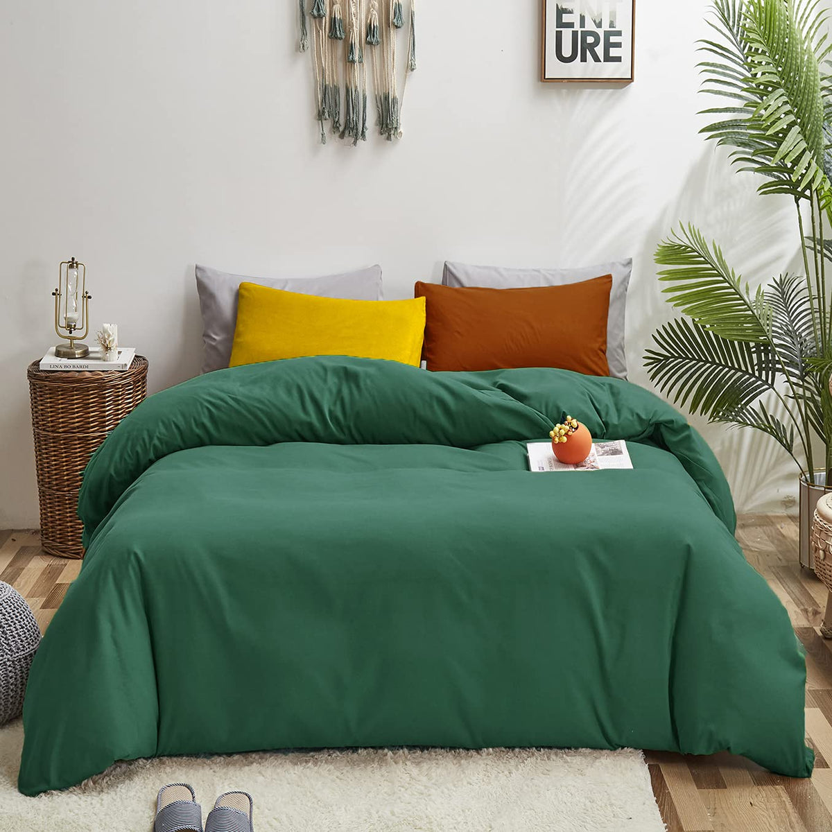 Luxlovery Emerald Green Comforter Set King Dark Green Bedding Comforter Set Forest Green Cotton Soft Breathable Comforter 1 Gree