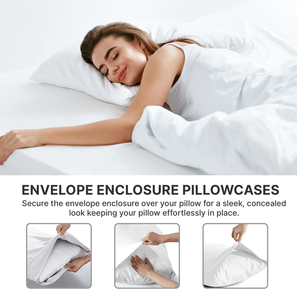 Queen Size Pillow Cases Set Of 4 - Soft, Premium Quality Pillowcase Covers - Machine Washable Protectors - 20X40, 20X36 & 20X48 Pillows For Sleeping - Queen Size Sage Green Pillow Cover Bedding