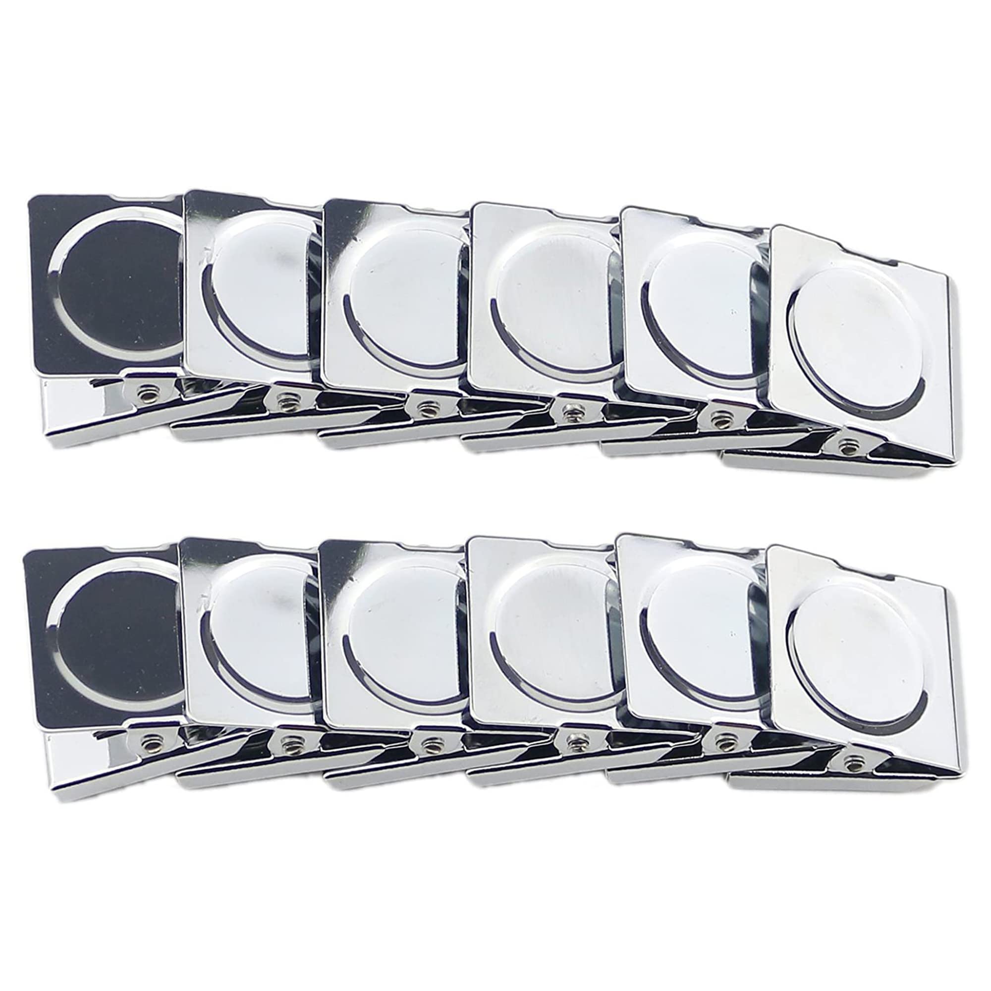 Ogrmar Metal Clip 1.2'-12 Pack Refrigerator Whiteboard Wall Magnetic Memo Note Clip Metal Clip (1.2')