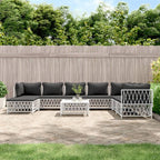 vidaXL 9 Piece White Patio Lounge Set - Stylish Outdoor Sofa Set with Cushions, Powder-Coated Steel Frame, Modular Design, Easy to Assemble, Modern Style, Ideal for Garden, Patio.