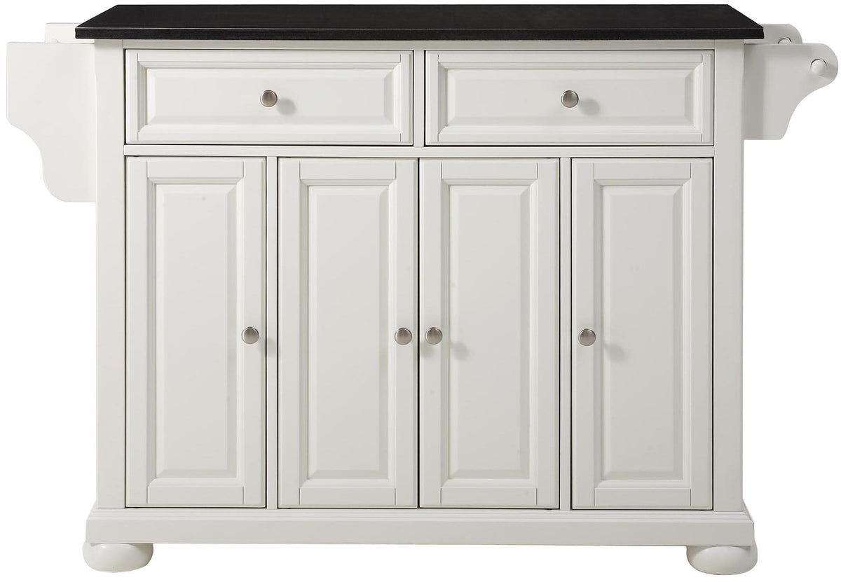 Crosley Furniture Alexandria Granite Top Rolling Kitchen Island Storage Cart, Microwave Stand, Spice Rack, White