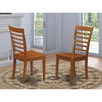 East West Furniture MLC-SBR-W Milan Kitchen Dining Chairs - Ladder Back Solid Wood Seat Chairs, Set of 2, Saddle Brown