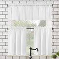 No. 918 Martine Microfiber Semi-Sheer Rod Pocket Kitchen Curtain Valance and Tiers Set, 54 x 36, White