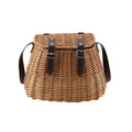 Wicker Picnic Basket, Fishing Creel Basket, Carrying Gift Basket With Lid And Shoulder Strap