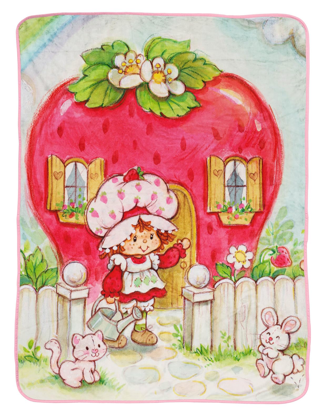 Strawberry Shortcake Berry Playhouse Plush Throw Blanket - Measures 46 x 60 Inches - Kids Super Soft Lightweight Fleece Bedding