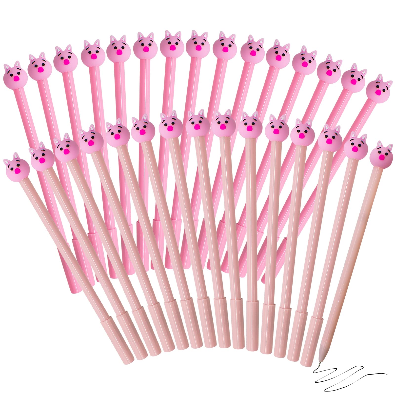 Pdctacst 30 Pcs Cartoon Animal Gel Ink Pens 0.5 Mm Cute Pink Pig Black Fine Point Fun Writing Neutral Pens Creative Stationery F