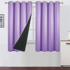 LEMOMO 100% Blackout Curtains 52 x 63 Inch/Lavender Curtains 2 Panels with Black Lining Room Darkening Thermal Insulated Bedroom