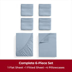 Mellanni Full Sheet Set - 6-Piece Iconic Collection Bedding, (Including 4 Pillowcases), 16-Inch Deep Pocket, Easy Care, Extra Soft, Cooling Sheets, Brushed Microfiber - Blue Hydrangea