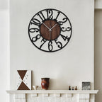 LEIKE Large Wall Clocks,Silent,Non Ticking,Battery Operated Small Vintage Round Modern Wood Wall Clock for Living Room, Bedroom,