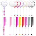 Framendino, 8 Pack Heart Shape Beadable Mirrors and 8 Pack Handheld Combs with Beaded Bar for DIY Crafts