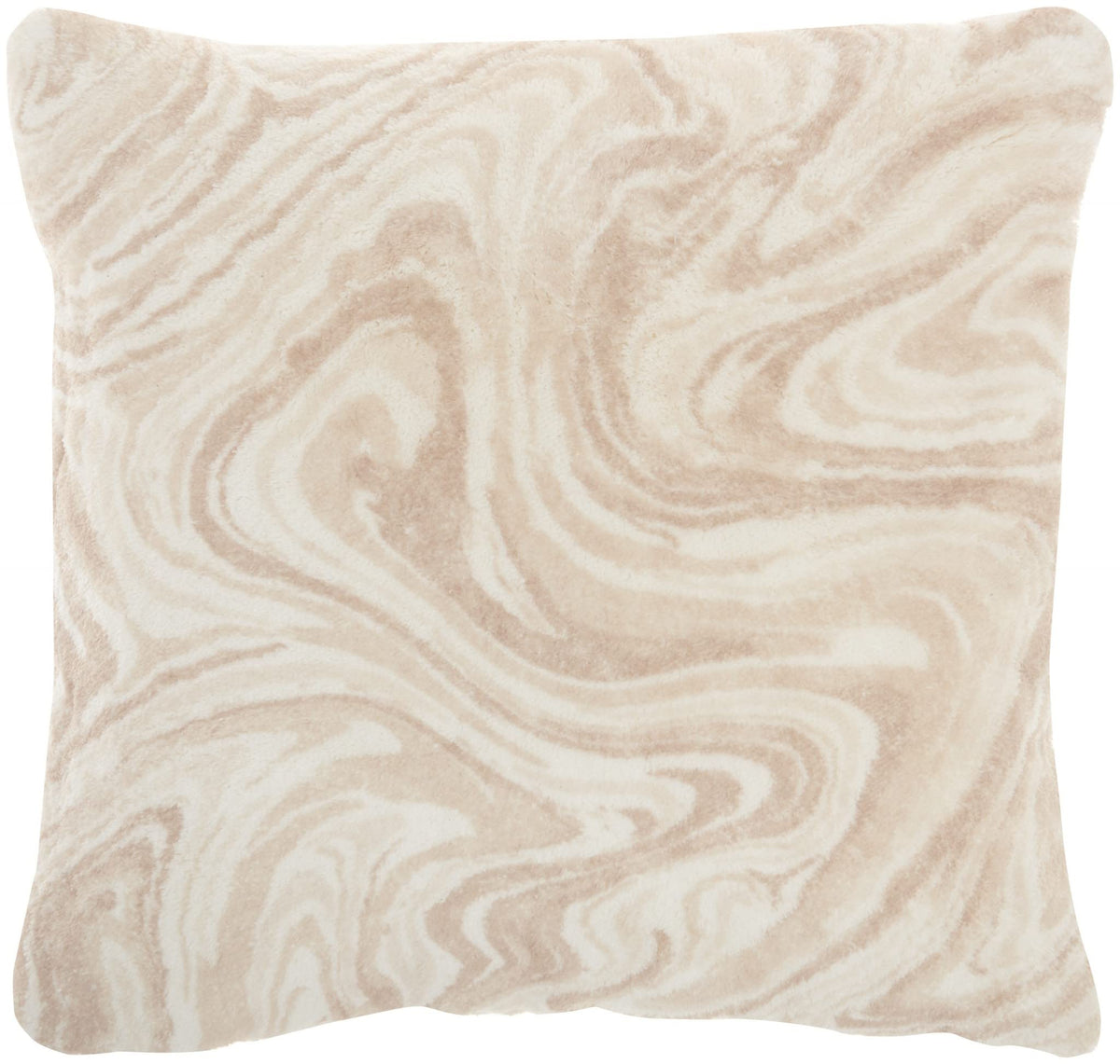 HomeRoots White Polyester Cream Marble Patterned Throw Pillow