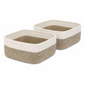 Britwicfr Shallow Basket, 9.7x9.7x4.3 Inch Small Square Basket 2 Pack