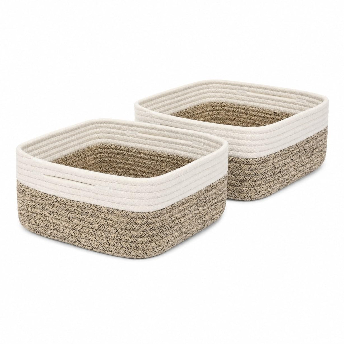 Britwicfr Shallow Basket, 9.7x9.7x4.3 Inch Small Square Basket 2 Pack