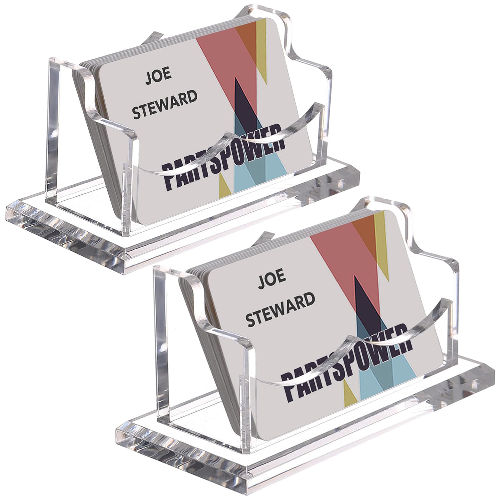 2 Packs Acrylic Business Card Holders For Desk, Horizontal Clear Business Name Card Display Stand, Desk Accessory Business Name