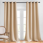 Nicetown Room Darkening Grommet Panels - (52 Inches Width, Biscotti Beige, 1 Pair) Extra Long Curtains 120 Inches Long, Privacy