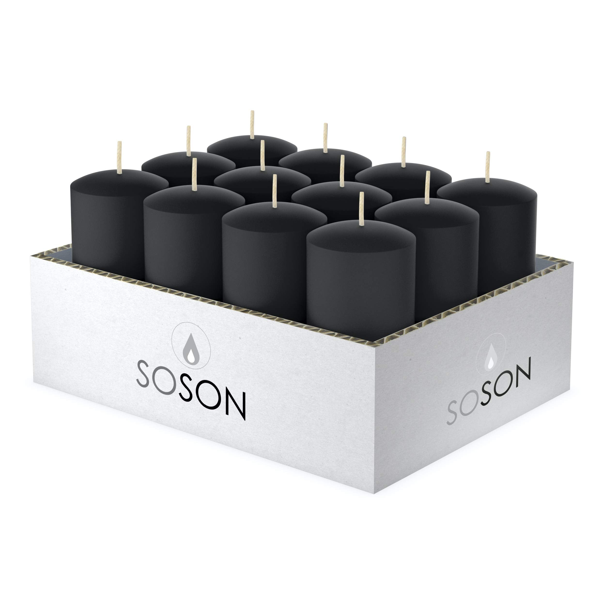 Simply Soson Votive Candles Bulk, 24 Black Votive Candles, 10 Hours Burn time, Small Candles, Bulk Candles, Unscented Candles, C