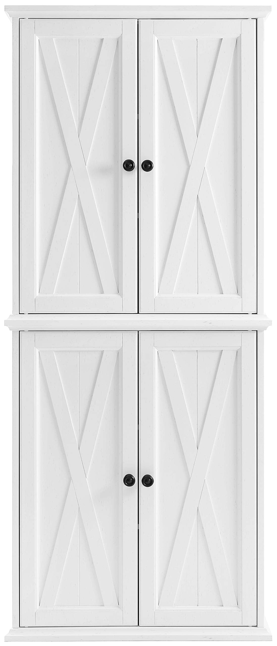 Crosley Furniture Clifton Tall Pantry Storage Cabinet With Shelves, Kitchen, Dining, Or Laundry Room, Distressed White