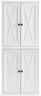 Crosley Furniture Clifton Tall Pantry Storage Cabinet With Shelves, Kitchen, Dining, Or Laundry Room, Distressed White