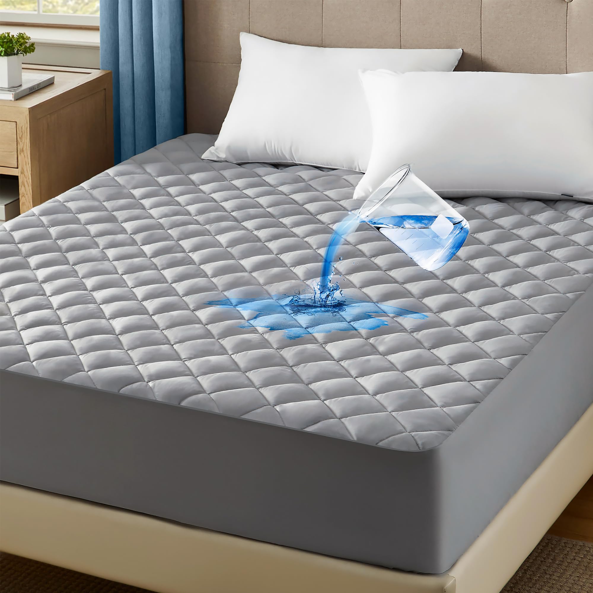 Bedsure Waterproof Mattress Protector, Twin Size Mattress Pad Quilted With Deep Pocket Up To 22 Inches, Soft Breathable Noiseles