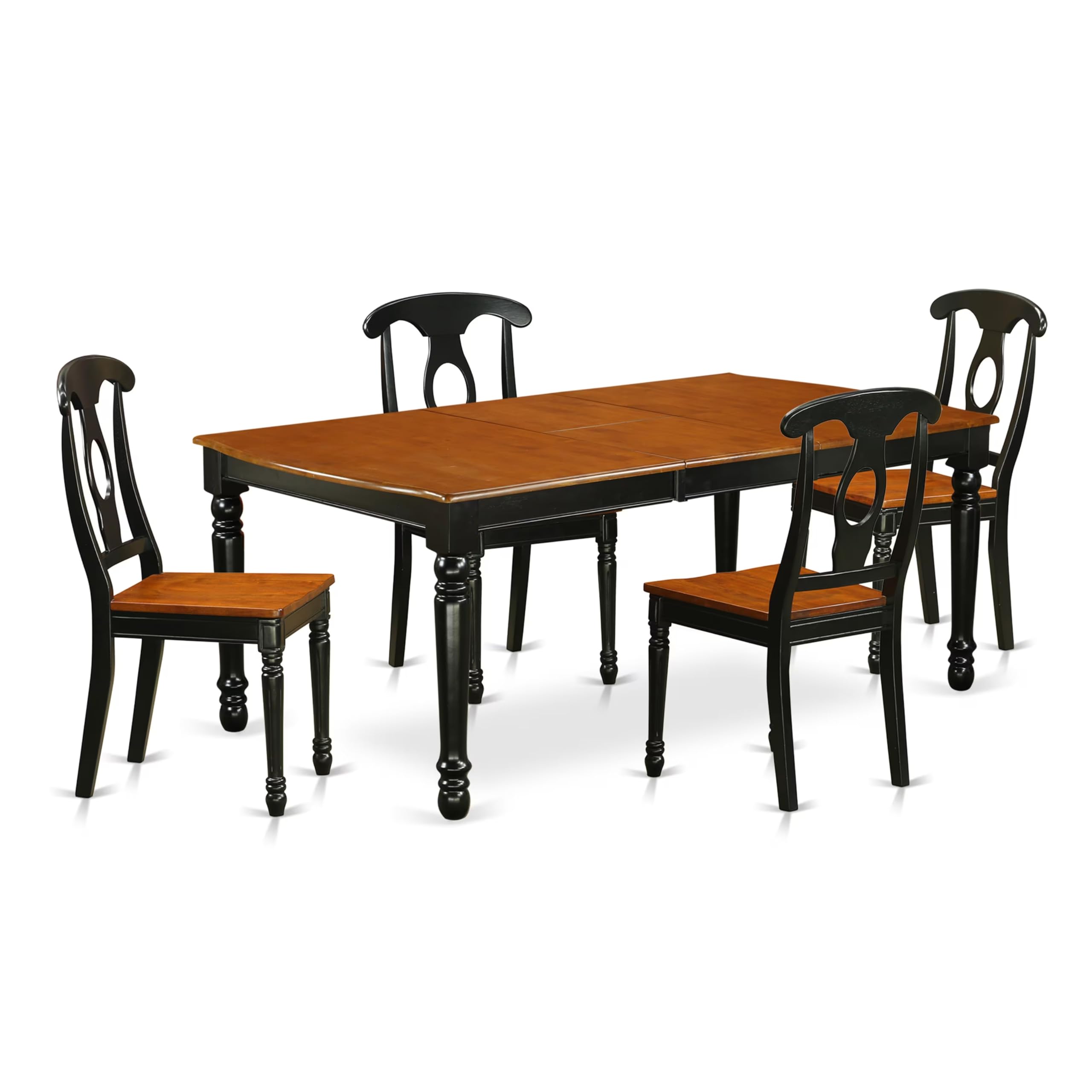 East West Furniture Doke5-Bch-W 5 Piece Dining Room Furniture Set Includes A Rectangle Kitchen Table With Butterfly Leaf And 4 Dining Chairs, 42X78 Inch, Black & Cherry