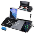 Selead Desktop Glass Whiteboard With Wireless Charger Station, Dry Erase Board Computer Pad Keyboard Stand With Organizer For Ho